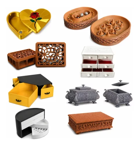 +10 Porta Joias STL para Impressão 3D – Pack Completo com Atualizações Grátis