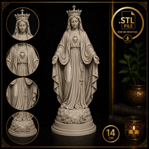 Nossa Senhora Rainha da Paz – Arquivo STL para Impressão 3D