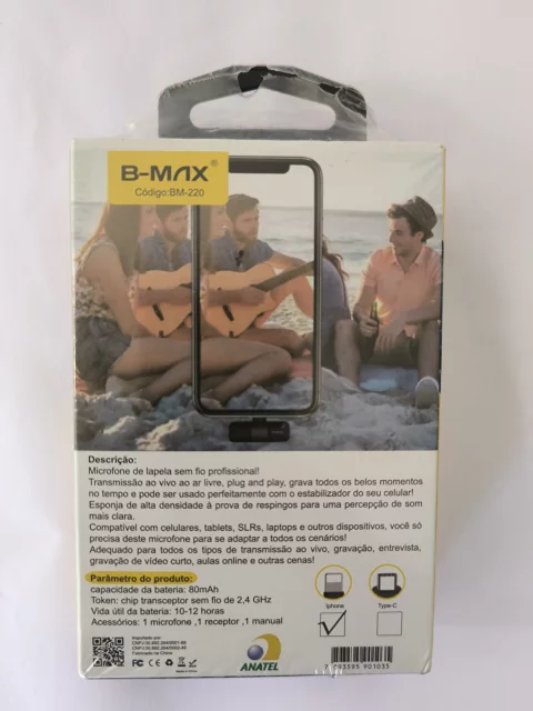 Microfone de Lapela B-MAX BM-220