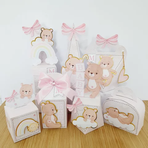 Kit Personalizado Ursinha Baby 3D - Mesversário - Chá Revelação - Chá de Bebê