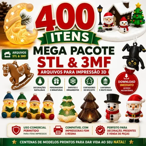 Pack Decoração de Natal STL e 3MF – Centenas de Arquivos para Impressão 3D 1