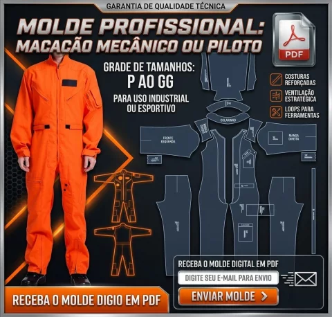 Molde Modelagem Macacão Mecânico ou Piloto 1