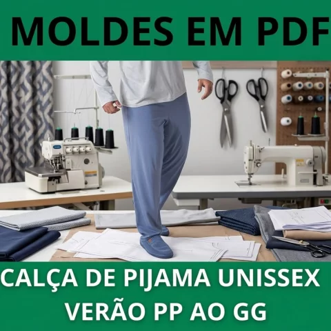 Molde Calça de Pijama Unissex Verão (PP ao GG) Técnicas de Artesanato 1