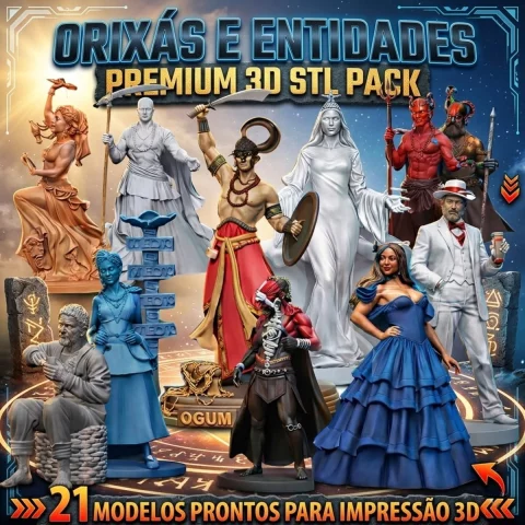 Pacote de Arquivos STL para Impressão 3D - Imagens de Orixás 1