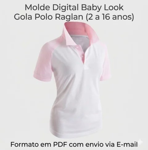 Molde Digital Baby Look Gola Polo Raglan (2 a 16 Anos) 1