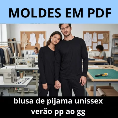 Molde Blusa de Pijama Unissex Verão (PP ao GG) 1