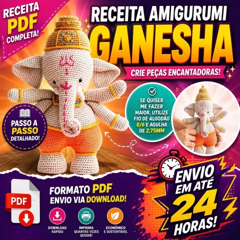 Receita Amigurumi de Ganesha (Nível Avançado) 1