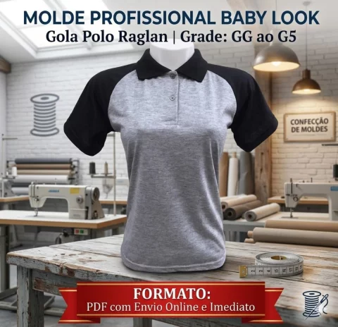 Molde Baby Look Gola Polo Raglan (GG ao G5) 1