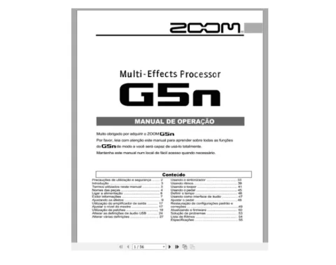 Manual Em Português Da Pedaleira Zoom G5n 1