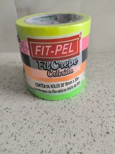 Fita Crepe Colorida Fit-Crepe - 6 Rolos de 18mm x 30m
