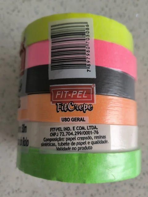 Fita Crepe Colorida Fit-Crepe - 6 Rolos de 18mm x 30m