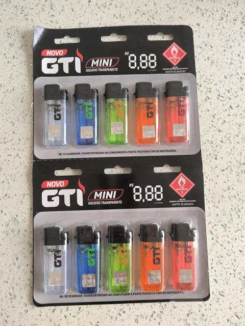 Isqueiro Mini Transparente GTI - Pacote com 10 Unidades