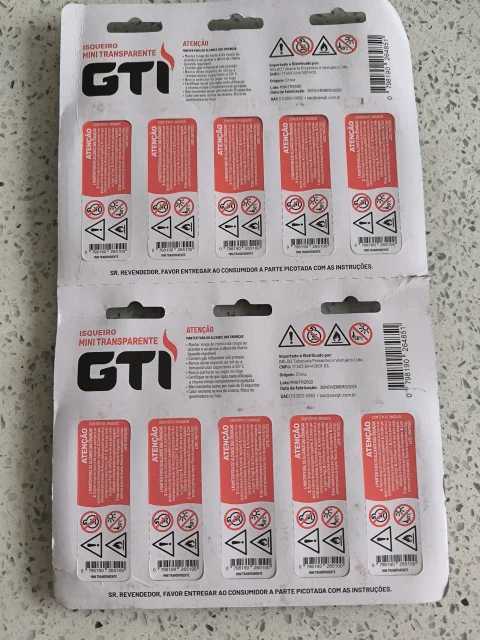 Isqueiro Mini Transparente GTI - Pacote com 10 Unidades