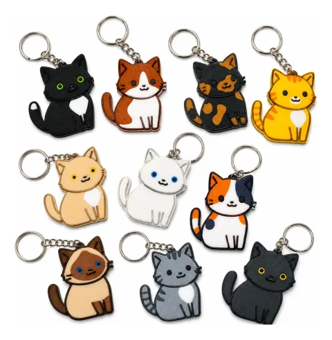 Pack STL 45 Chaveiros de Gatos Multicoloridos para Impressão 3D 4