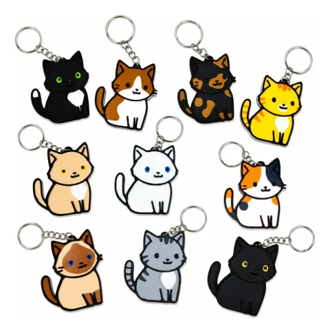 Pack STL 45 Chaveiros de Gatos Multicoloridos para Impressão 3D