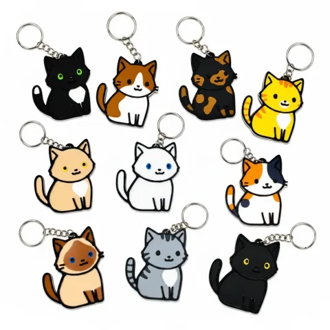Pack STL 45 Chaveiros de Gatos Multicoloridos para Impressão 3D