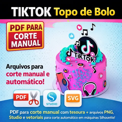 Topo de bolo do TikTok – Arquivo digital para recorte Silhouette 1