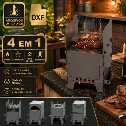 Projeto Forno 4 em 1 Pizza Grill Defumador DXF CNC 3 e 4 mm 6
