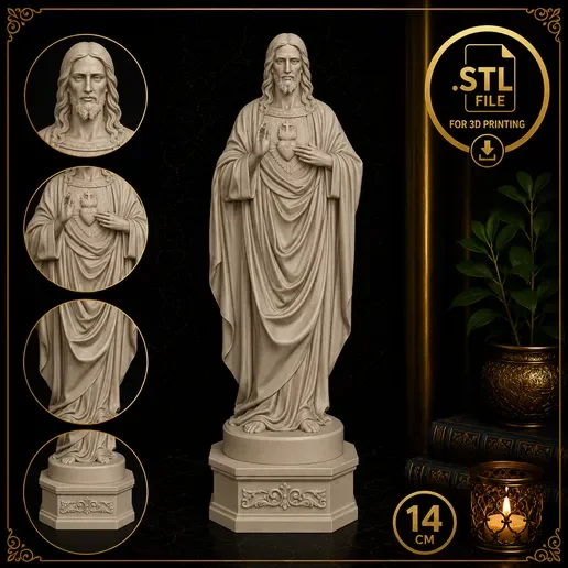 Coração Glorioso de Jesus – Arquivo STL para Impressão 3D