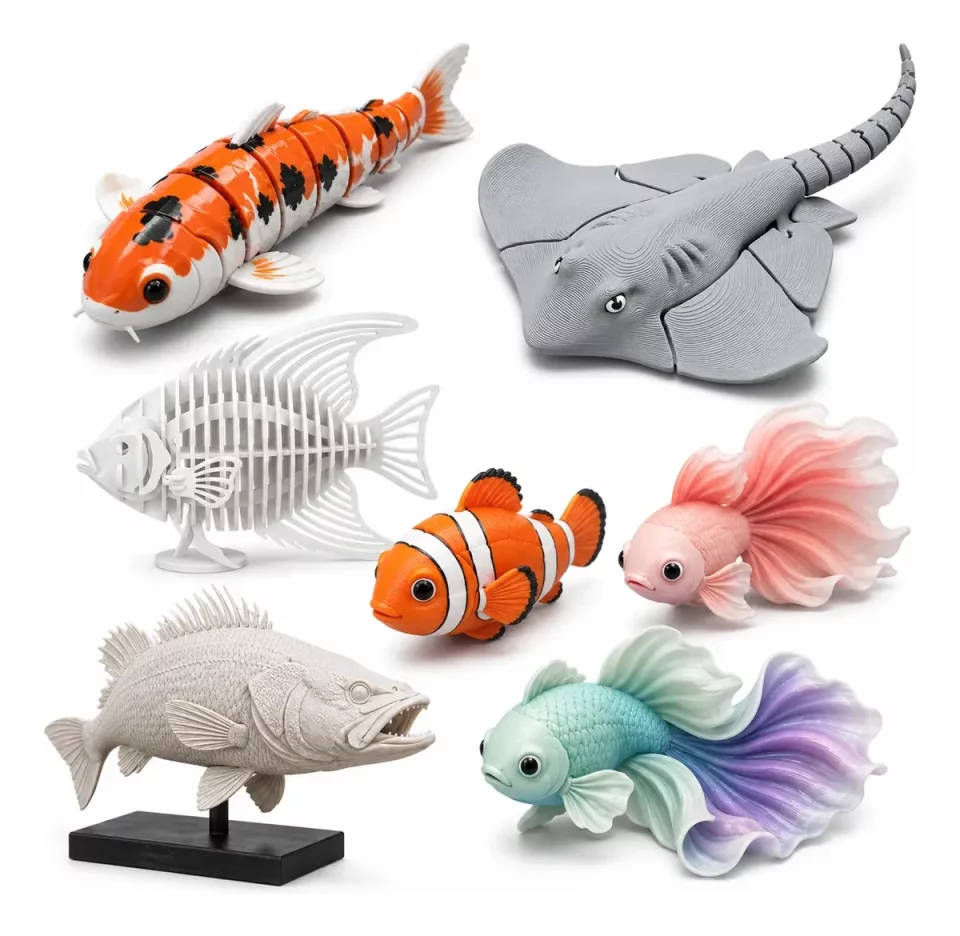 +100 Arquivos STL de Peixes para Impressão 3D | Estatuas e Articulados
