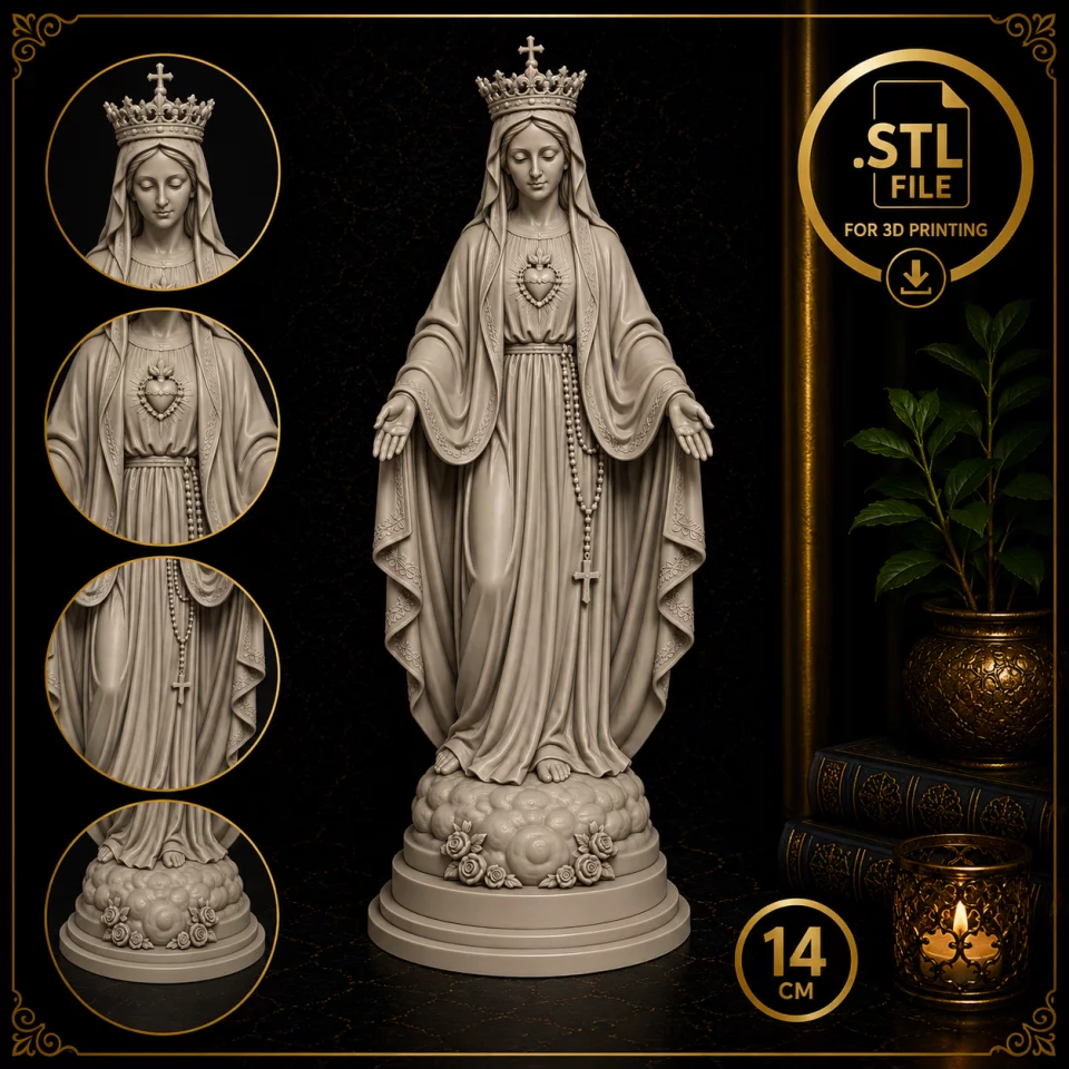 Nossa Senhora Rainha da Paz – Arquivo STL para Impressão 3D