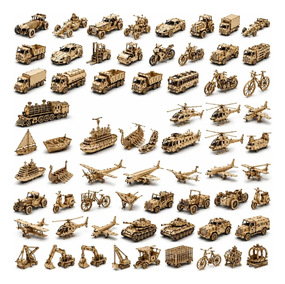 Kit 313 Veículos 3D para Corte a Laser e CNC – Arquivos SVG e DXF