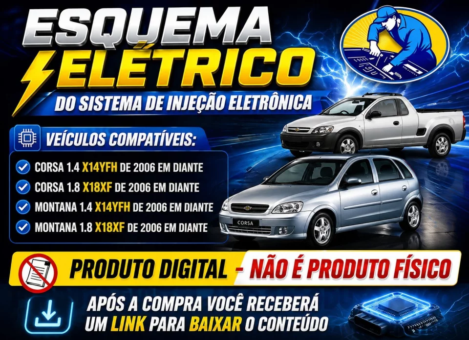 Esquema Elétrico da Injeção Eletrônica Corsa Montana 1.4 e 1.8 de 2006 em diante