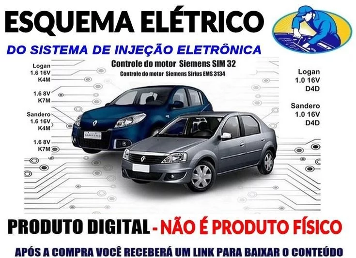 Esquema Elétrico da Injeção Ar Arrefecimento e Painel Renault Logan e Sandero