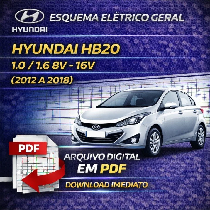 Esquema Elétrico Geral Hyundai HB20 1.0 / 1.6 8V – 16V (2012 a 2018) – PDF