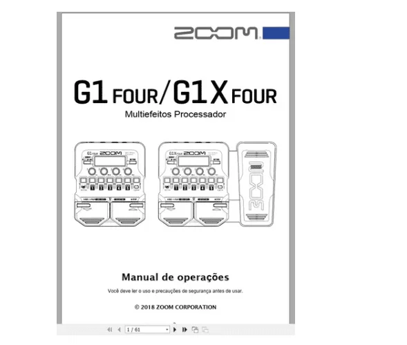Manual Em Português Da Pedaleira Zoom G1 Four - G1x Four - PDF
