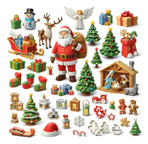Pack +100 Arquivos STL de Natal para Impressão 3D – Enfeites e Decorações