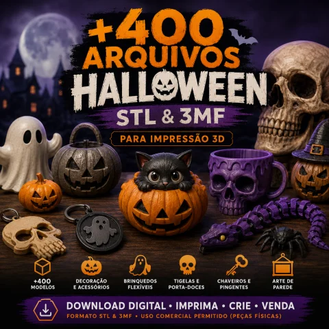 Pack +400 Arquivos STL Halloween para Impressão 3D + 3MF