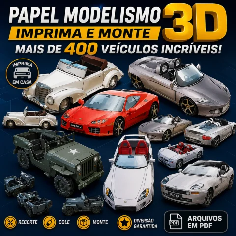 Papel Modelismo 3D - Imprima e Monte Mais de 400 Veículos Incríveis!