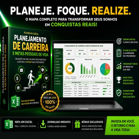 PLANILHA EXCEL — PLANEJAMENTO DE CARREIRA E METAS PESSOAIS DE VIDA