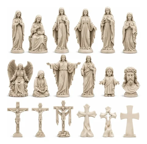 Pack STL +20 Estátuas Religiosas para Impressão 3D – Jesus, Nossa Senhora, Anjos