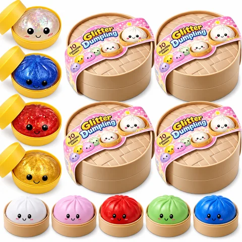 Squishy Dumpling com Glitter Macio Brinquedo Sensorial Anti-Stress Surpresa