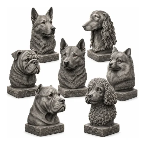 Pack STL +50 Bustos Raças De Cães Impressão 3D FDM Resina Premium