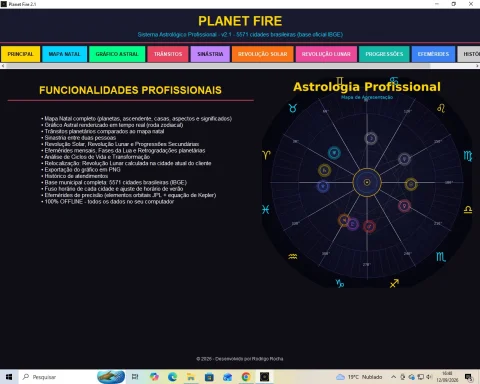 PLANET FIRE 2.0 — O Software Astrológico Profissional e Original