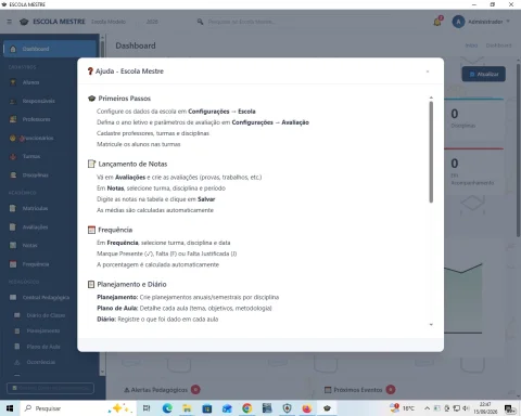 Escola Mestre — Sistema de Gestão Escolar  para Windows - Sem Mensalidades