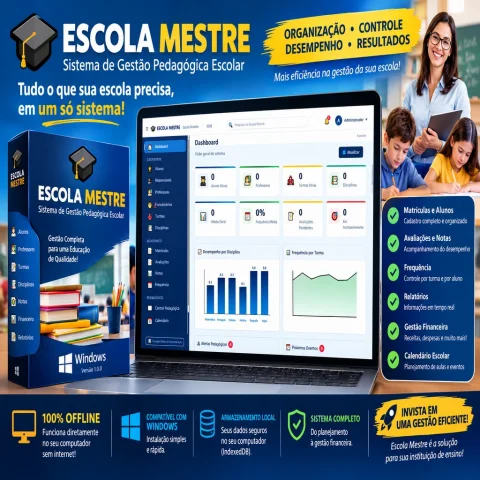 Escola Mestre — Sistema de Gestão Escolar  para Windows - Sem Mensalidades
