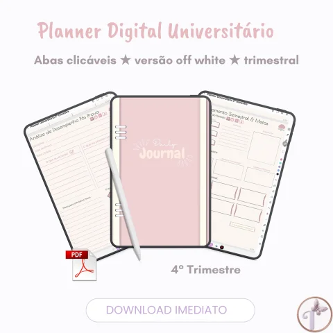 Planner Digital universitário 4° Trimestre - 2026  - Arquivo PDF - Download