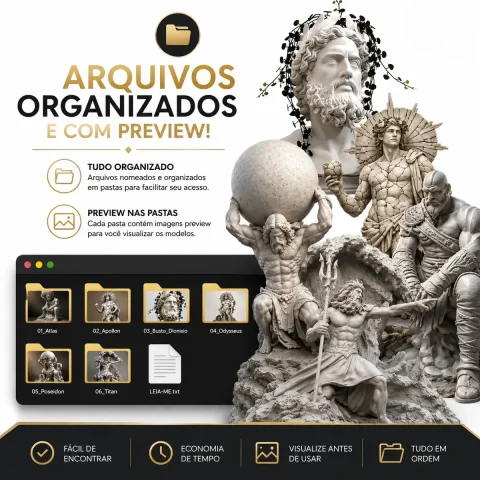 200 Arquivos de Estátuas STL Mitologia Grega e Romana 3D - Esculturas Clássicas 3