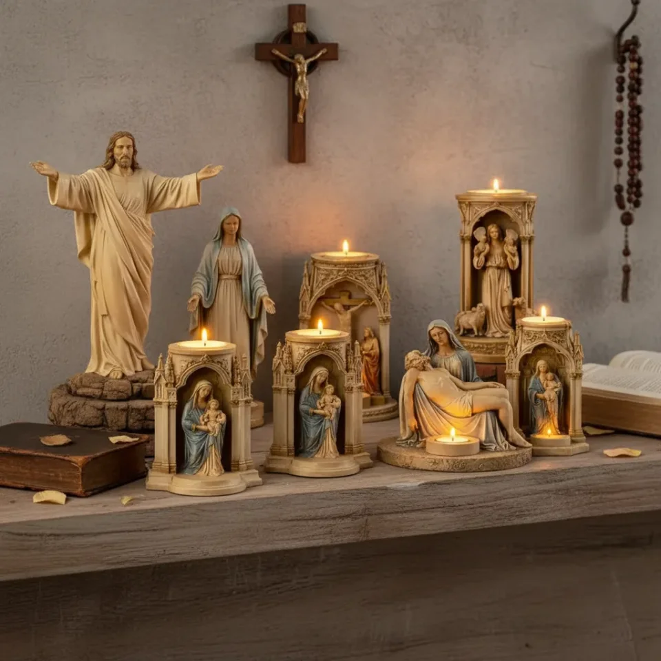 Mega Pack +24 Castiçais Religiosos 3D: Jesus e Virgem Maria | Arquivos STL