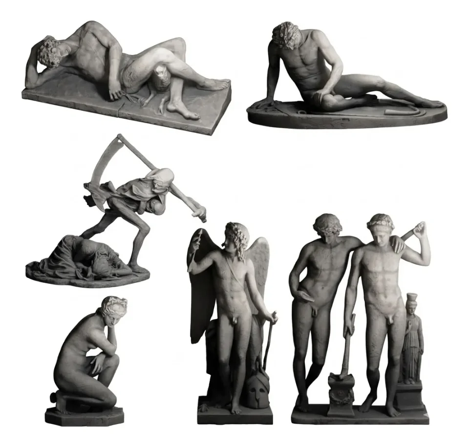 200 Arquivos de Estátuas STL Mitologia Grega e Romana 3D - Esculturas Clássicas