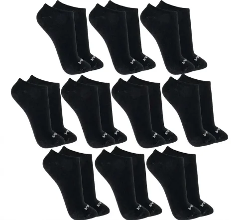 Kit 12 Pares de Meias Invisíveis Cano Baixo Pretas