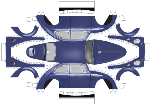 Arquivo Digital Papercraft Carro Fusca para Imprimir e Montar