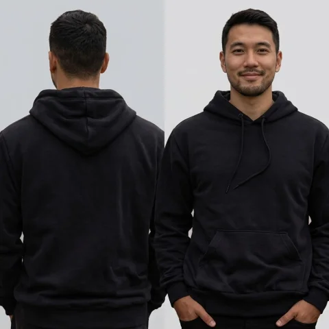 Blusa de Moletom Preto Unissex Com Capuz e Bolso Canguru Liso
